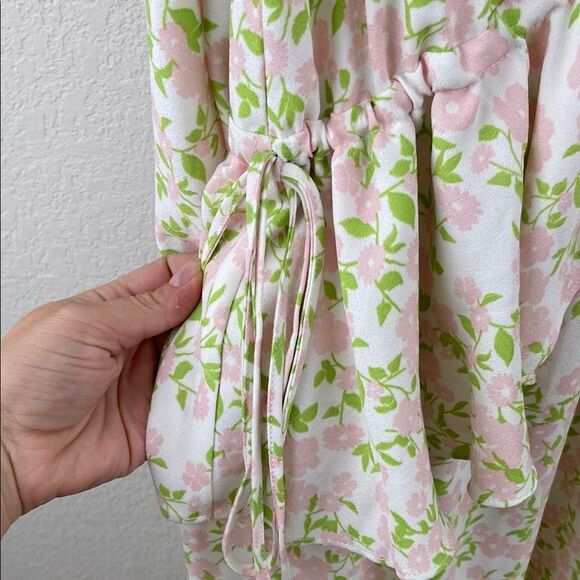 TOPSHOP Floral Plunging V-Neck Long Sleeve Maxi Dress size 4 - Picture 9 of 12